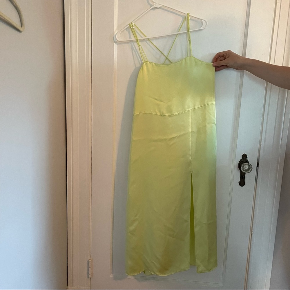 Zara NWT Medium Lime slip dress
